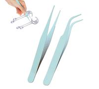 Scrapbook Sticker Tweezers - Precision Pincers, 2 Pieces Pointed Nipper For Journaling, Steel Plucker With Guard Cap, Hobbyist Implement, Fine Tip For Stationery, Cardmaking And Art Project Work