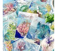 Scrapbooking Accessoires Kit for Bullet Journal, 60 pièces Scrapbooking Accessoires Stickers Set, Oceans Scrapbooking Stickers for Scrapbook, Junk Journaling, Bullet Journal, Painting (Seaweed World)