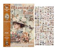 Scrapbooking autocollants 480 pièces, stickers pré-découpés pour journaling et bullet journal, autocollants décoratifs vintage et aesthetic, stickers pour adultes, carnet et livres, stickers voyage