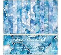 Scrapbooking Papier 15 x 15 cm, 24 Feuilles Aquarelle Bleue Papier Scrapbooking, Decoratif Scrapbooking Vintage, pour Journal, Carnet, DIY Album, Artisanat