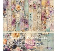 Scrapbooking Papier, 24 Feuilles Vintage Papier Scrapbooking Fleurs, 15 x 15 cm Papier Décoratif Scrapbooking, Papier à Motif Scrapbooking Accessoires pour Journal, Carnet, DIY Album, Artisanat