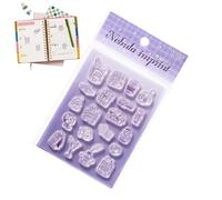Scrapbooking Stamp Set, Silicone Clear Cute Decor Stamps with Acrylic Handle for Journal Use with Book Making Binding Notebook Planner Cards Photo Album Envelope Letter School Craft Supply System