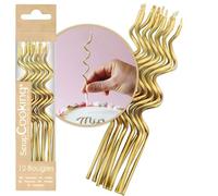 ScrapCooking - 12 Bougies Torsadées Dorées - Bougies Fines & Longues - Gâteau Anniversaire - En Paraffine avec Pics - Décoration Accessoire Fête Mariage Pâtisserie - O340