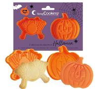 ScrapCooking - 2 Découpoirs Éjecteurs Halloween - Citrouille & Araignée - Découpoirs à Biscuits en 3D - Embosseurs Pâtisserie pour Sablés, Petits Gâteaux - Emporte-Pièces - 2144