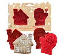 ScrapCooking - 2 Découpoirs Éjecteurs Noël - Maison & Moufle - Découpoirs à Biscuits en 3D - Embosseurs Pâtisserie pour Sablés, Petits Gâteaux, Décorations - Emporte-Pièces - 2147