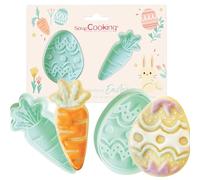 ScrapCooking – Découpoirs éjecteurs Pâques Œuf & Carotte 3D pour sablés et petits gâteaux
