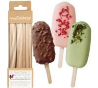 ScrapCooking - 20 Bâtonnets de Glace - Aptes au Contact Alimentaire - Bâtons Alimentaires en Bois 11,4 cm - Pour Esquimaux, Sorbets, Glaces Maison - Bâtons Réutilisables - 5104