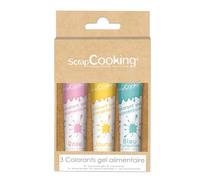 ScrapCooking - 3 Colorants Alimentaires en Gel - Jaune, Rose & Turquoise - Colorants Pâtisserie, Gâteaux, Glaçages, Crèmes, Macarons, Ganache, Pâte à Sucre - 3 x 20 g - 7129