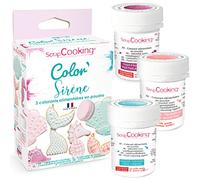 ScrapCooking - 3 Colorants Artificiels en Poudre Color’ Sirène - Turquoise, Rose Poudré & Pourpre - Colorants Alimentaires Pâtisserie Comestibles Pastel - Gâteaux, Biscuits - Fabriqué en France - 4071