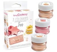 ScrapCooking - 3 Colorants de Surface Irisés - Colorants Alimentaires Poudre Or, Or Rose & Rubis - Pour Pâtisseries, Biscuits, Macarons, Chocolats & Pâte à Sucre - 4019