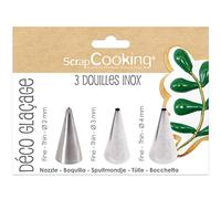 ScrapCooking - 3 Douilles Pâtisserie pour Décoration Biscuits - Déco Glaçage pour Gâteaux, Cupcakes - Douilles Inox Qualité Professionnelle - Embouts Poches à Douille, Décoration Gâteau Dessert - 1834
