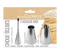 ScrapCooking - 3 Douilles Pâtisserie pour Éclairs & Choux - Douilles en Inox Qualité Professionnelle - Embouts Poches à Douille - Décoration Gâteau Dessert - 1831