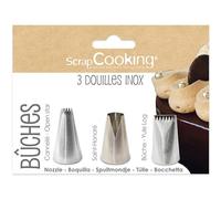 ScrapCooking - 3 Douilles pour Bûches de Noël - Douilles Pâtisserie en Inox - Qualité Professionnelle - Embouts Poches à Douille - Décoration Gâteau Dessert - 1835