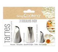 ScrapCooking - 3 Douilles pour Tartes - Douilles Pâtisserie en Inox - Qualité Professionnelle - Embouts Poches à Douille - Décoration Gâteau Dessert - Fleur, Pétale, Saint Honoré - 1836