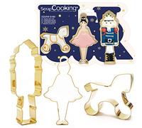 ScrapCooking - 3 Emporte-Pièces Casse-Noisette - Découpoirs à Biscuits en Inox Doré - Casse-Noisette, Danseuse & Cheval - Moules Petits Gâteaux - Accessoires Pâtisserie Noël Anniversaire Déco - 2087