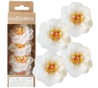 ScrapCooking - 4 Camélias Blancs en Azyme - Fleurs Comestibles pour Décoration Gâteau - Déco Florale Pièce-Montée, Cupcakes, Pâtisseries - Anniversaire, Mariage - 2292