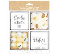 ScrapCooking - 4 Cercles à Tartelettes Perforés Carrés - Cadres à Tartes Individuels 8 x 8 cm - Moules Cadres Pâtissiers Inox - Cuisson Uniforme - Accessoires Pâtisserie Gâteau Dessert - 1324