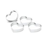 ScrapCooking - 4 Cercles à Tartelettes Perforés Cœurs - Cercles à Tartes Individuels 8,5 x 7,5 cm - Moules Cadres Pâtissiers Inox - Cuisson Uniforme - Accessoires Pâtisserie Gâteau Dessert - 1323