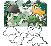 ScrapCooking - 4 Emporte-Pièces Dinosaures - Découpoirs à Biscuits en Métal - Moules Dinos pour Petits Gâteaux - Accessoires Pâtisserie Anniversaire Déco Jungle Animaux - 2085