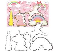 ScrapCooking - 4 Emporte-Pièces Licorne - Découpoirs à Biscuits en Inox - Moules Licorne pour Petits Gâteaux - Accessoires Pâtisserie Cuisine - Anniversaire Enfant Déco Animaux - 2088