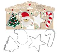 ScrapCooking - 4 Emporte-Pièces Noël - Découpoirs à Biscuits en Inox - Moules pour Petits Gâteaux - Accessoires Pâtisserie - Sapin, Père Noël, Étoile, Canne à Sucre - 2089