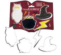 ScrapCooking - 4 Emporte-Pièces Sorcier - Découpoirs à Biscuits en Inox - Moules pour Petits Gâteaux - Accessoires Pâtisserie Anniversaire Magie Halloween - 2071