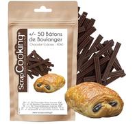 ScrapCooking - 50 Bâtons de Chocolat Noir Boulanger - Pour Fourrer Pains au Chocolat, Chocolatines & Viennoiseries - Cacao 40% - Bâtonnets de 8 cm - Qualité Professionnelle - 9607