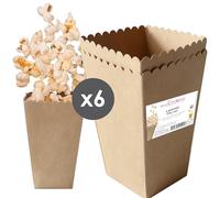 ScrapCooking - 6 Gobelets à Pop-Corn - Gobelets Carrés pour Popcorn - Coloris Carton Kraft - Idéal Soirées Cinéma, Anniversaires, Fêtes - Aptes Contact Alimentaire - 5505