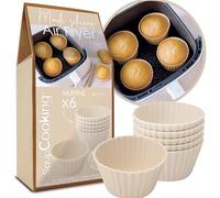 ScrapCooking - 6 Moules Air Fryer Muffins & Cupcakes - Moules Caissettes de Cuisson en Silicone - Aptes Four & Lave-Vaisselle - Cuisine Pâtisserie Gâteaux - Beige - 29115