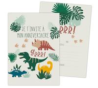 ScrapCooking - 8 Cartes d’Invitation Anniversaire Dinosaure - Pour Anniversaire Enfant Garçon Fille - Cartons invitation Fête Dino - Coloris Vert - 0264