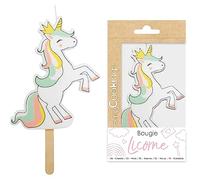 ScrapCooking - Bougie Anniversaire Licorne - Grande Bougie XXL Licorne - Décoration Bois Paraffine Gâteau - Accessoire Fête - Enfant Pâtisserie Fille Garçon - Rose Arc-En-Ciel - 0344