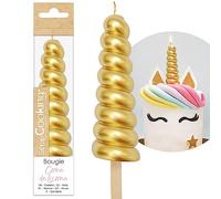 ScrapCooking - Bougie Corne de Licorne Dorée - Grande Bougie Anniversaire XXL - Corne pour Gâteau Licorne - Décoration Bougie Torsadée Or - Accessoire Fête - Enfant Pâtisserie Fille Garçon - 0347