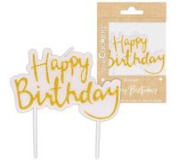 ScrapCooking - Bougie Dorée « Happy Birthday » - 10 x 10 cm - Bougie pour Gâteau Anniversaire - Décoration Paraffine - Accessoire Fête - Enfant Pâtisserie Fille Garçon Brillante - Or - 4825