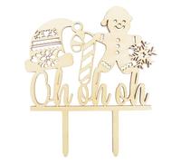 ScrapCooking - Cake Topper Bois « Oh Oh Oh » - Décoration de Noël Naturelle pour Gâteaux, Bûches, Pâtisseries, Cakes & Desserts - Ornement Accessoire Fêtes - 4998