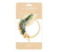 ScrapCooking - Cake Topper Couronne de Noël - Décoration pour Gâteau en Bois - Décor Floral Nature - Anniversaire Printemps - 4988