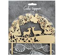 Scrapcooking - Cake Topper LED « Forêt enchantée » - Décoration Lumineuse en Bois Noël Anniversaire pour Gâteaux, Tartes, Pâtisseries, Cakes & Desserts - 4949