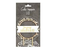 Scrapcooking - Cake Topper LED « Joyeux Anniversaire » - Décoration Lumineuse en Bois pour Gâteaux, Tartes, Pâtisseries, Cakes & Desserts - Ornement Accessoire Fêtes - 4960