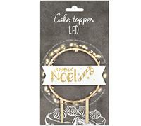 ScrapCooking - Cake Topper LED « Joyeux Noël » - Décoration Lumineuse en Bois pour Gâteaux, Bûches, Pâtisseries, Cakes & Desserts - Ornement Accessoire Fêtes - 4961