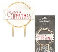 Scrapcooking - Cake Topper LED « Merry Christmas » - Décoration Lumineuse en Bois pour Gâteaux, Bûches, Pâtisseries, Cakes & Desserts - Ornement Accessoire Fêtes - 4963