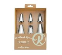 Scrapcooking Coffret douilles l'Atelier de Roxane - 6 pièces - Inox 18/8 - Argenté - Étoile, Rose - Douilles pour pâtisserie