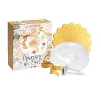 SCRAP COOKING - Kit Couronne de Noël - Dessert Bûche de Noël Original & Tendance - Avec Moule Savarin, Support à Gâteau, Poches à Douille, Recette - Pâtisserie Décoration - Fabriqué en France - 1935