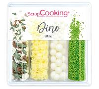 ScrapCooking - Décors Sucrés « Dino Mix » 61g - Assortiment 4 Variétés : Dinosaures Œufs, Étoiles, Perles, Billes - Décorations Pâtisserie, Gâteaux, Cupcakes, Anniversaire - Animaux, Jungle - 7527