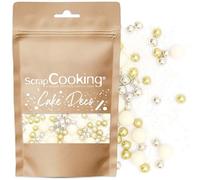 ScrapCooking - Décors Sucrés Féerique 80g - Doré, Argent, Blanc - Perles en Sucre Décoration Pâtisserie, Desserts, Gâteaux, Biscuits, Cupcakes, Anniversaires - Cake Design - 7445