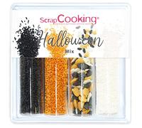 ScrapCooking - Décors Sucrés « Halloween Mix» 69 g - Assortiment 4 Variétés : Vermicelles Noirs, Blancs, Orange & Citrouilles Chauve-Souris - Décorations Gâteaux, Cupcakes, Anniversaires Enfant - 7519