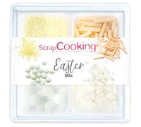 ScrapCooking - Décors Sucrés Pâques « Easter Mix » 59g - Assortiment 4 Variétés : Mini-Billes, Perles, Rods & Cœurs - Décorations Sprinkles Pâtisserie Gâteau Cupcake - 7531