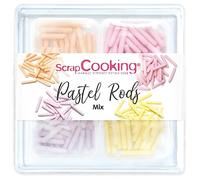 ScrapCooking - Décors Sucrés « Pastel Rods Mix » 60 g - Sprinkles Pâtisserie - Assortiment : Jaune Pastel, Orange Pêche, Rose Pastel & Lilas - Décorations Gâteaux, Cupcakes - Anniversaire - 7525
