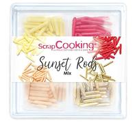 ScrapCooking - Décors Sucrés Sunset Rods Mix 60 g - Assortiment 4 Couleurs : Or Doré, Jaune, Orange & Rouge - Décorations Gâteaux, Cupcakes - Anniversaire Pâtisserie - 7526