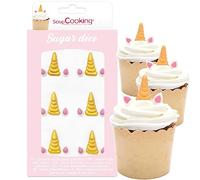 ScrapCooking - Décosucres Corne de Licorne - Décorations pour Cupcakes Licorne, Pâtisseries, Desserts & Gâteaux Licorne - Décos Roses & Dorées - Cake Design - 6982