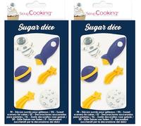ScrapCooking - Décosucres Espace - Décorations pour Pâtisseries, Desserts, Gâteaux, Biscuits, Cupcakes, Anniversaires - Vaisseau Spatial Astronaute Étoile - Cake Design - 6985 (Lot de 2)