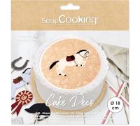 ScrapCooking - Disque de Pâte à Sucre Équitation Ø 18cm - Décoration Gâteau Comestible - Imprimé Cheval Équestre - Déco Alimentaire - Anniversaire, Fête - 7336